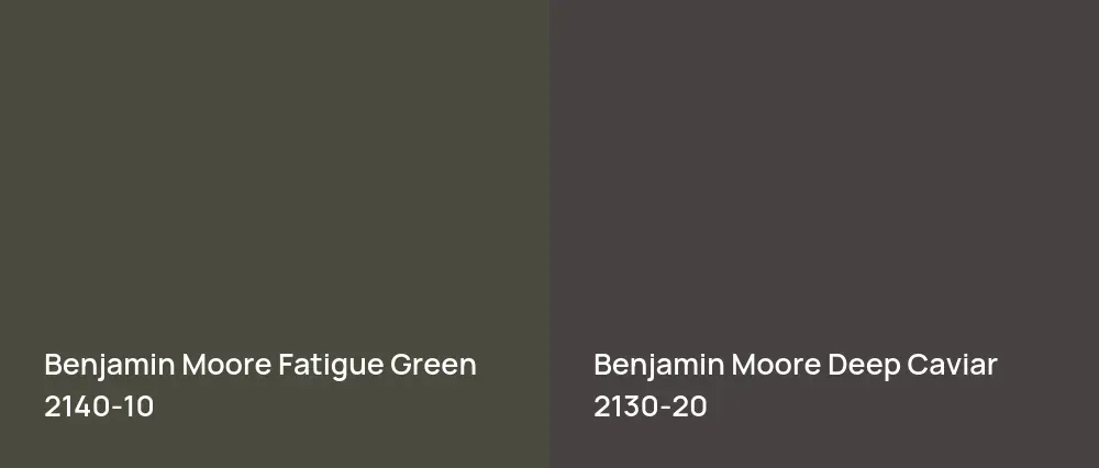 Benjamin Moore Fatigue Green 2140-10 vs Benjamin Moore Deep Caviar 2130-20