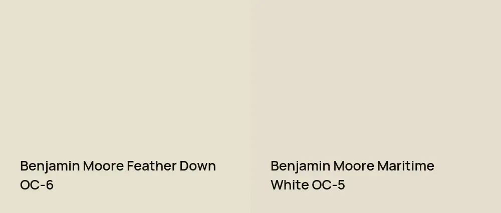 Benjamin Moore Feather Down OC-6 vs Benjamin Moore Maritime White OC-5