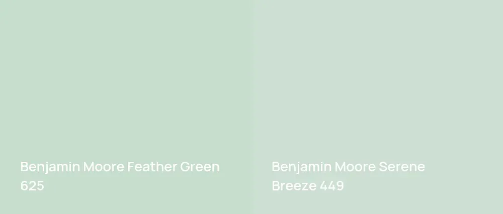 Benjamin Moore Feather Green 625 vs Benjamin Moore Serene Breeze 449
