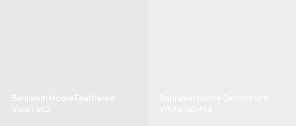 Benjamin Moore Feathered Violet 882 vs Benjamin Moore Decorator's White OC-149
