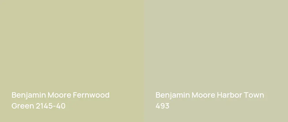 Benjamin Moore Fernwood Green 2145-40 vs Benjamin Moore Harbor Town 493