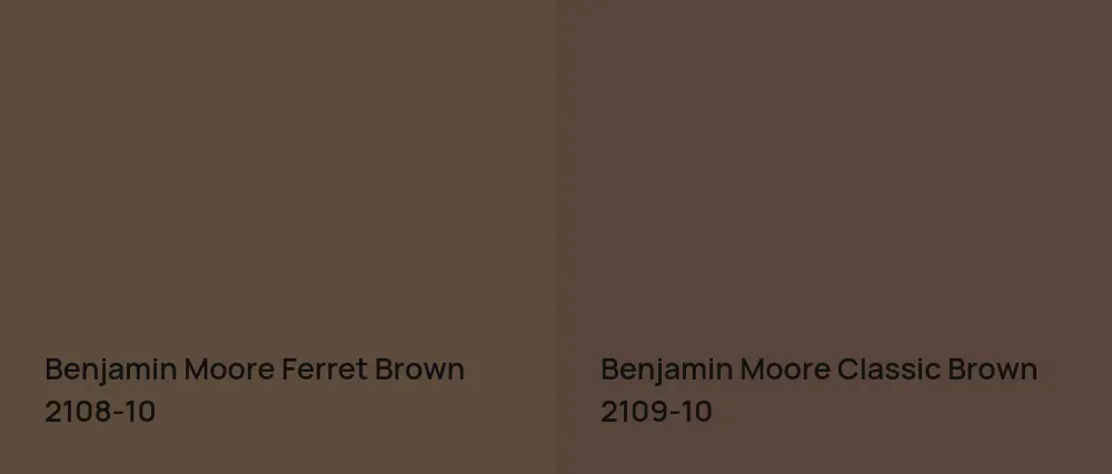 Benjamin Moore Ferret Brown 2108-10 vs Benjamin Moore Classic Brown 2109-10