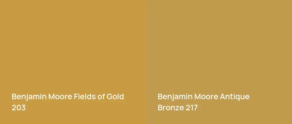 Benjamin Moore Fields of Gold 203 vs Benjamin Moore Antique Bronze 217