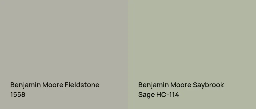 Benjamin Moore Fieldstone 1558 vs Benjamin Moore Saybrook Sage HC-114