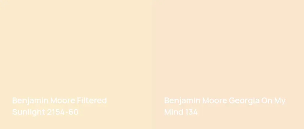 Benjamin Moore Filtered Sunlight 2154-60 vs Benjamin Moore Georgia On My Mind 134