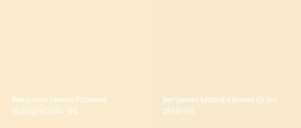Benjamin Moore Filtered Sunlight 2154-60 vs Benjamin Moore Kansas Grain 2160-60