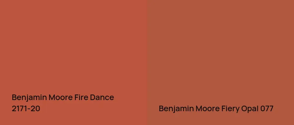 Benjamin Moore Fire Dance 2171-20 vs Benjamin Moore Fiery Opal 077