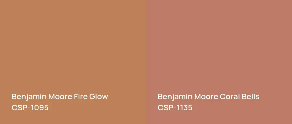 Benjamin Moore Fire Glow CSP-1095 vs Benjamin Moore Coral Bells CSP-1135
