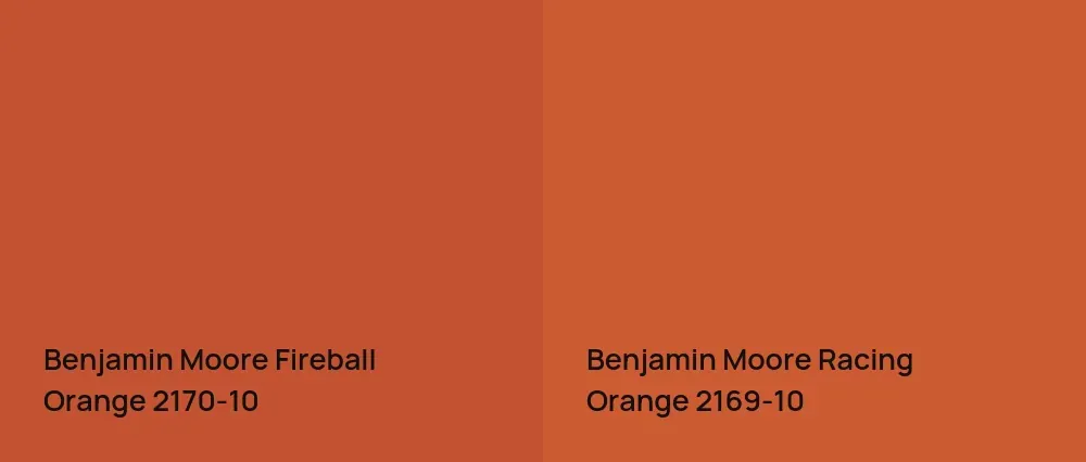 Benjamin Moore Fireball Orange 2170-10 vs Benjamin Moore Racing Orange 2169-10