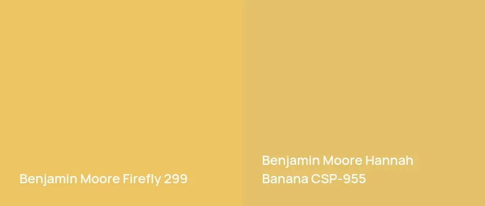 Benjamin Moore Firefly 299 vs Benjamin Moore Hannah Banana CSP-955