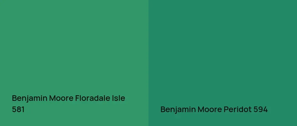 Benjamin Moore Floradale Isle 581 vs Benjamin Moore Peridot 594