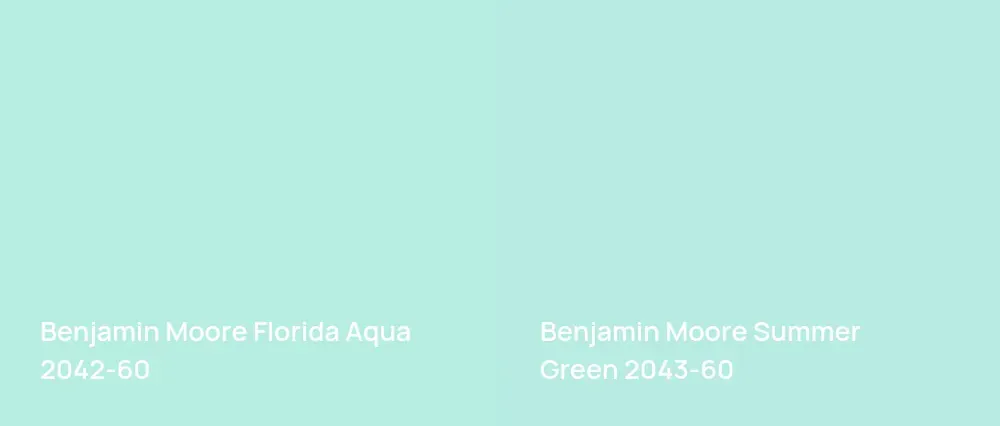 Benjamin Moore Florida Aqua 2042-60 vs Benjamin Moore Summer Green 2043-60