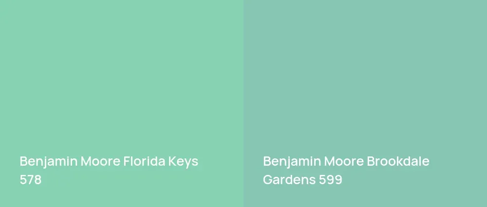 Benjamin Moore Florida Keys 578 vs Benjamin Moore Brookdale Gardens 599