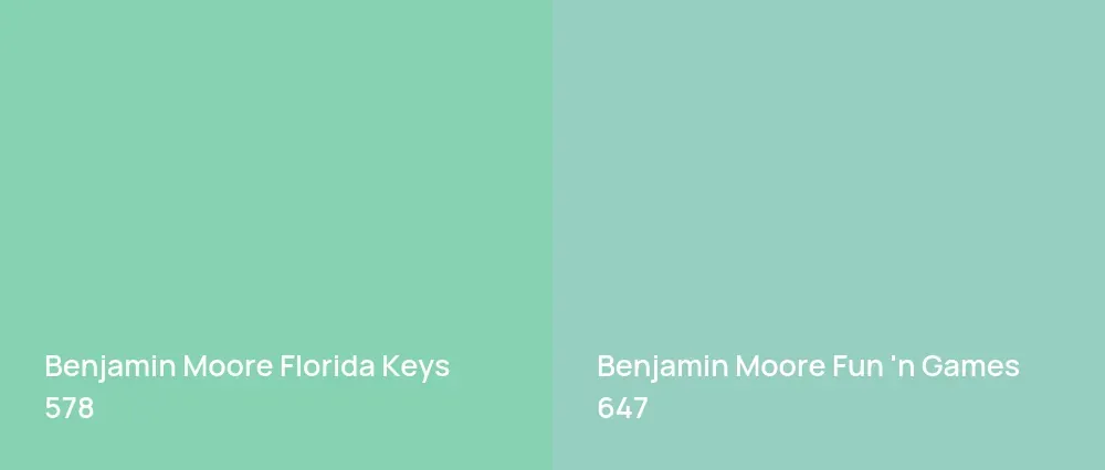 Benjamin Moore Florida Keys 578 vs Benjamin Moore Fun 'n Games 647