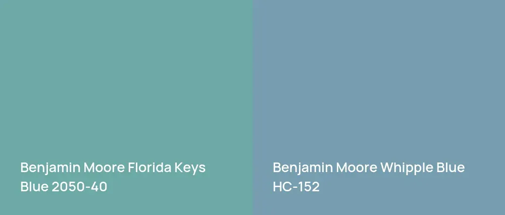 Benjamin Moore Florida Keys Blue 2050-40 vs Benjamin Moore Whipple Blue HC-152