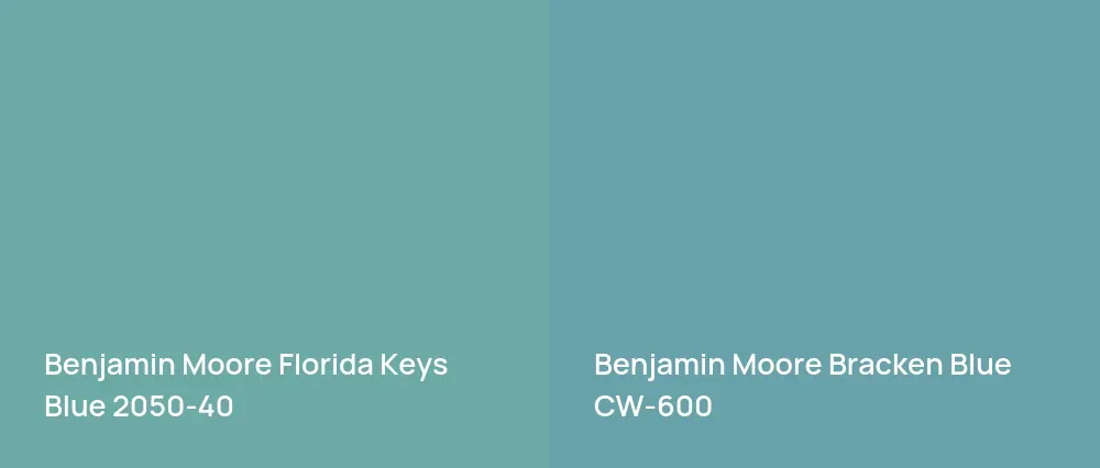 Benjamin Moore Florida Keys Blue 2050-40 vs Benjamin Moore Bracken Blue CW-600
