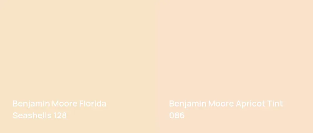 Benjamin Moore Florida Seashells 128 vs Benjamin Moore Apricot Tint 086