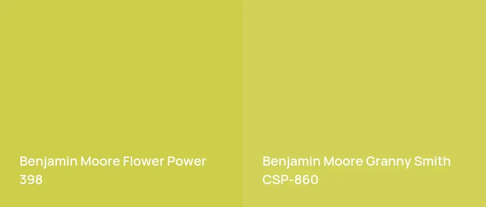 Benjamin Moore Flower Power 398 vs Benjamin Moore Granny Smith CSP-860