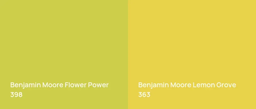 Benjamin Moore Flower Power 398 vs Benjamin Moore Lemon Grove 363