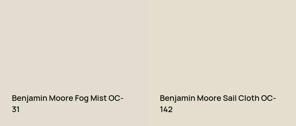 Benjamin Moore Fog Mist OC-31 vs Benjamin Moore Sail Cloth OC-142