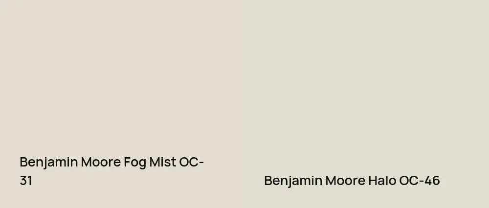 Benjamin Moore Fog Mist OC-31 vs Benjamin Moore Halo OC-46
