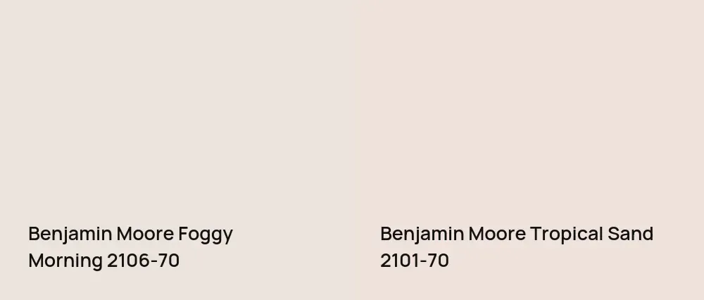 Benjamin Moore Foggy Morning 2106-70 vs Benjamin Moore Tropical Sand 2101-70