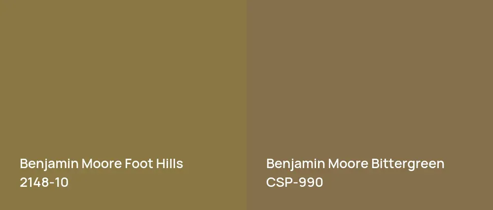 Benjamin Moore Foot Hills 2148-10 vs Benjamin Moore Bittergreen CSP-990