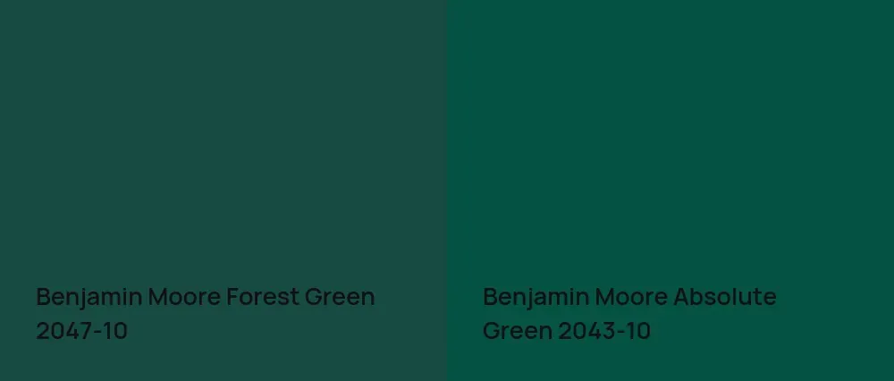 Benjamin Moore Forest Green 2047-10 vs Benjamin Moore Absolute Green 2043-10
