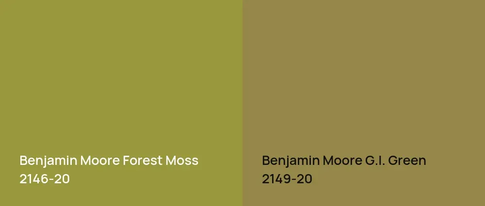 Benjamin Moore Forest Moss 2146-20 vs Benjamin Moore G.I. Green 2149-20