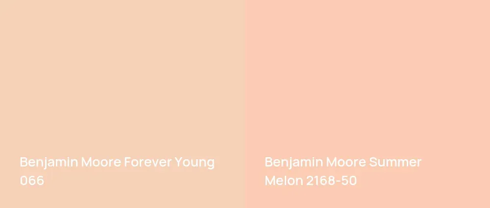 Benjamin Moore Forever Young 066 vs Benjamin Moore Summer Melon 2168-50