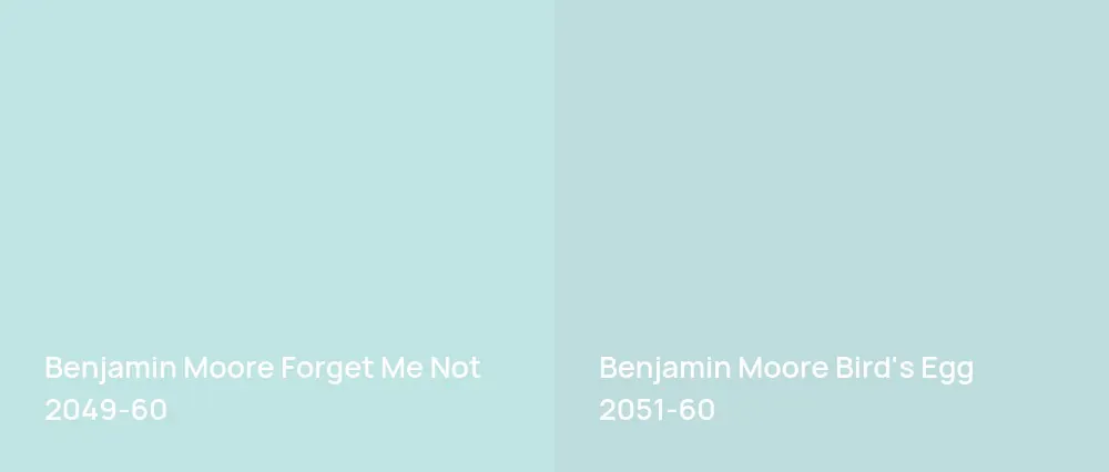 Benjamin Moore Forget Me Not 2049-60 vs Benjamin Moore Bird's Egg 2051-60