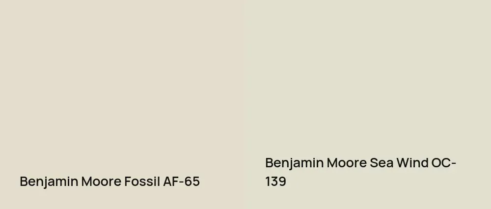 Benjamin Moore Fossil AF-65 vs Benjamin Moore Sea Wind OC-139