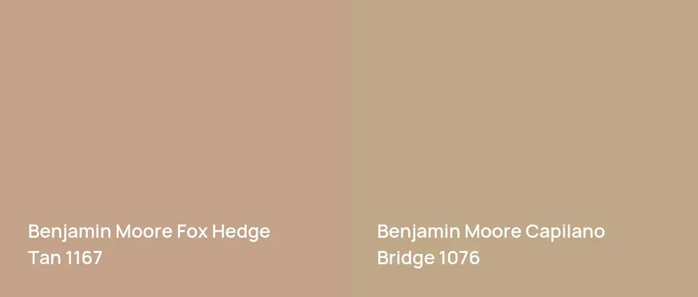 Benjamin Moore Fox Hedge Tan 1167 vs Benjamin Moore Capilano Bridge 1076