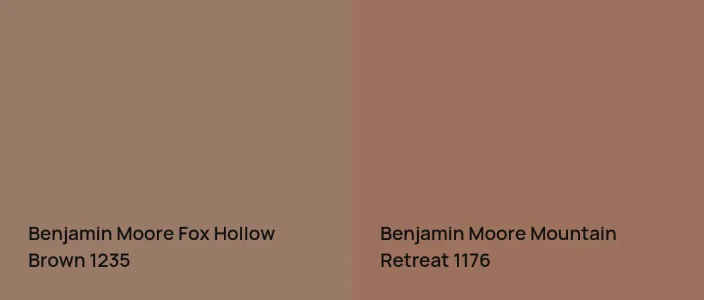Benjamin Moore Fox Hollow Brown 1235 vs Benjamin Moore Mountain Retreat 1176