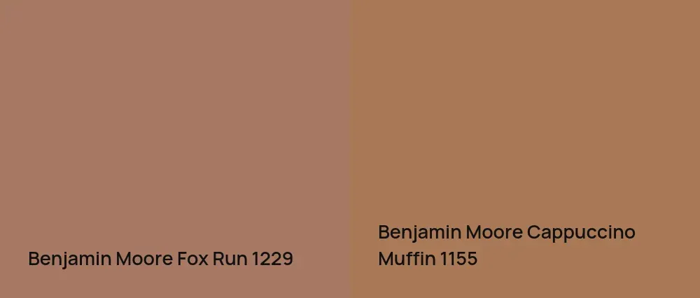 Benjamin Moore Fox Run 1229 vs Benjamin Moore Cappuccino Muffin 1155