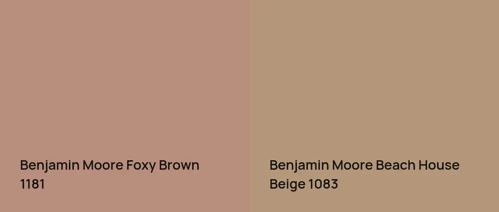 Benjamin Moore Foxy Brown 1181 vs Benjamin Moore Beach House Beige 1083