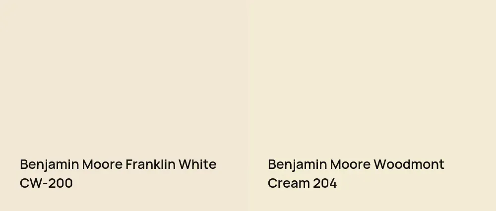 Benjamin Moore Franklin White CW-200 vs Benjamin Moore Woodmont Cream 204