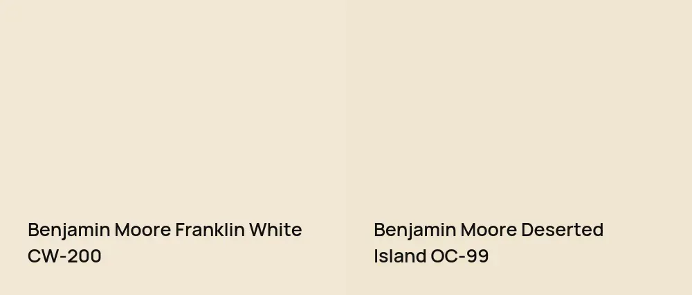 Benjamin Moore Franklin White CW-200 vs Benjamin Moore Deserted Island OC-99