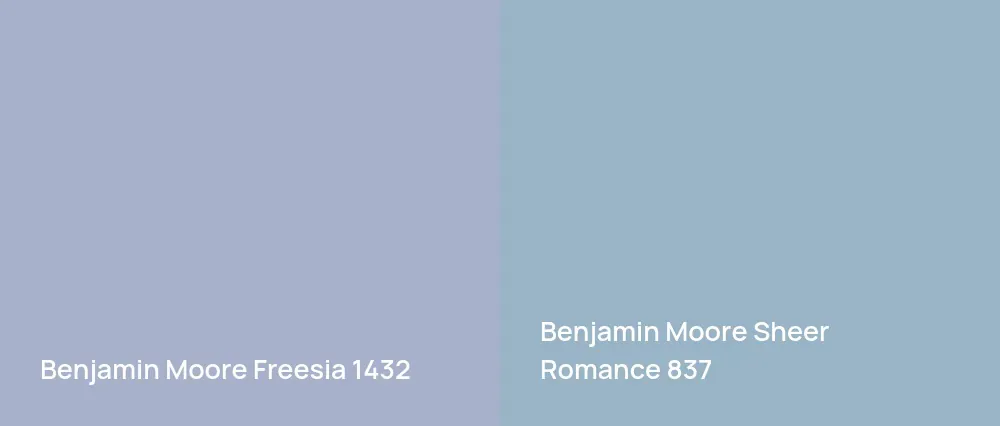 Benjamin Moore Freesia 1432 vs Benjamin Moore Sheer Romance 837