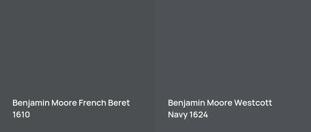 Benjamin Moore French Beret 1610 vs Benjamin Moore Westcott Navy 1624