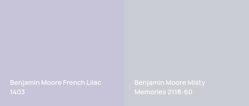 Benjamin Moore French Lilac 1403 vs Benjamin Moore Misty Memories 2118-60