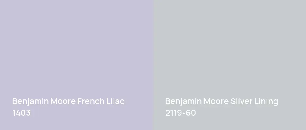 Benjamin Moore French Lilac 1403 vs Benjamin Moore Silver Lining 2119-60