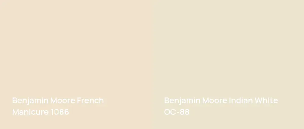 Benjamin Moore French Manicure 1086 vs Benjamin Moore Indian White OC-88