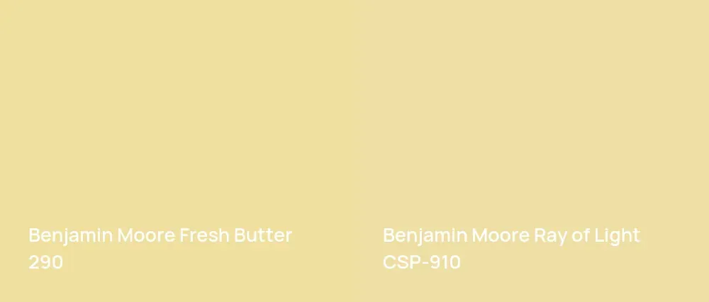 Benjamin Moore Fresh Butter 290 vs Benjamin Moore Ray of Light CSP-910