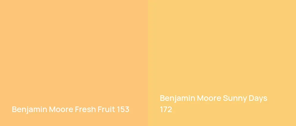 Benjamin Moore Fresh Fruit 153 vs Benjamin Moore Sunny Days 172