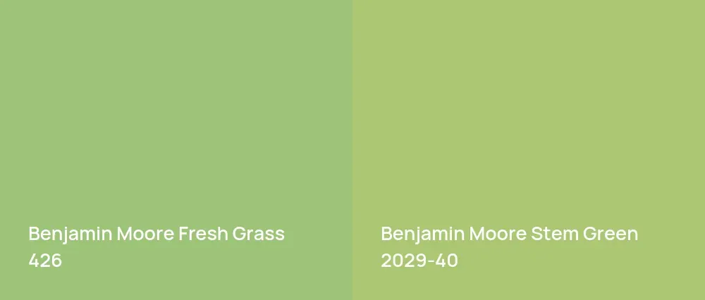 Benjamin Moore Fresh Grass 426 vs Benjamin Moore Stem Green 2029-40