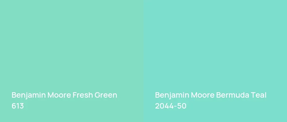 Benjamin Moore Fresh Green 613 vs Benjamin Moore Bermuda Teal 2044-50