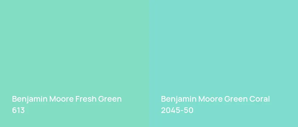 Benjamin Moore Fresh Green 613 vs Benjamin Moore Green Coral 2045-50