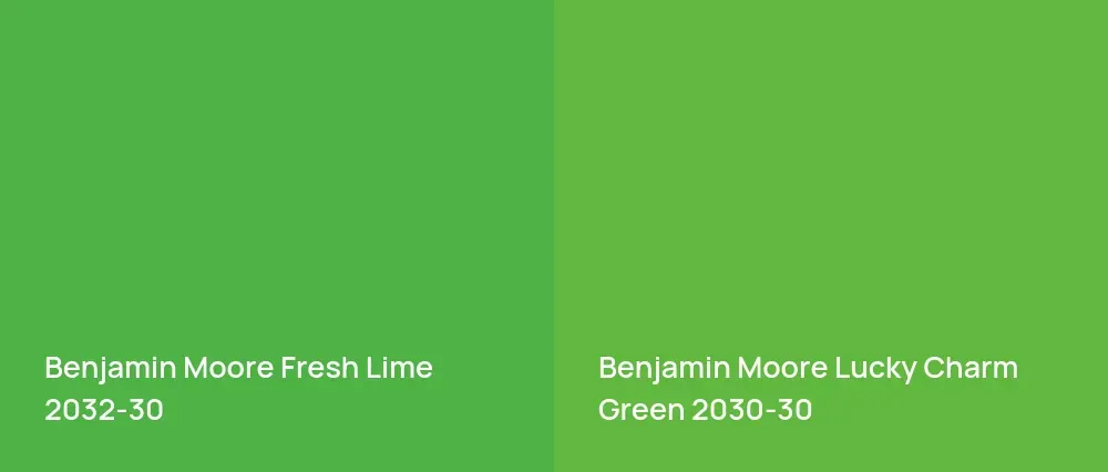 Benjamin Moore Fresh Lime 2032-30 vs Benjamin Moore Lucky Charm Green 2030-30