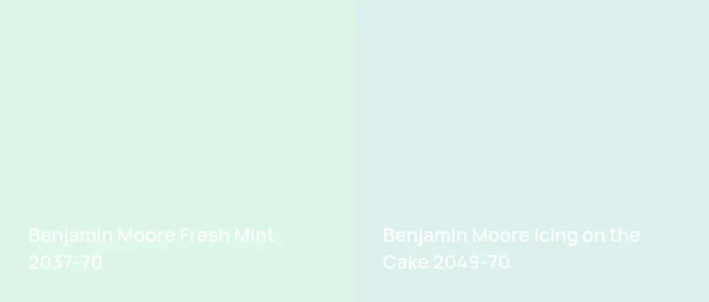 Benjamin Moore Fresh Mint 2037-70 vs Benjamin Moore Icing on the Cake 2049-70